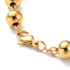 Golden Vacuum Plating 304 Stainless Steel Round Beaded Bracelet for Women, Golden, 7-7/8 inch(20cm)