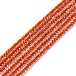 Corail Chapelets de perles en verre transparentes  , facette, ronde, corail, 2mm, Trou: 0.6mm, Environ 182~201 pcs/chapelet, 14.57~15.24 pouce ((37~38.7 cm)