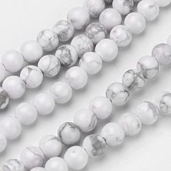 Howlite Natural Howlite Beads Strands, Round, 6mm, Hole: 1mm, about 63pcs/strand, 15.1 inch
