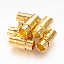 Golden Brass Locking Tube Magnetic Clasps, Column, Golden, 17x7~8mm, Hole: 6mm
