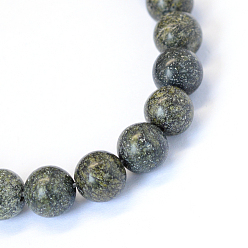 Serpentine Natural Serpentine/Green Lace Stone Round Bead Strands, 6~6.5mm, Hole: 1mm, about 63pcs/strand, 15.5 inch