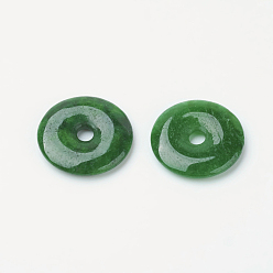 Myanmar Jade Natural Myanmar Jade/Burmese Jade Pendants, Dyed, Donut/Pi Disc, Width: 7.5mm, 17~18x3~4mm, Hole: 3mm