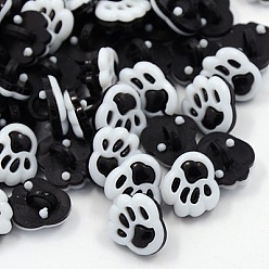 Black Acrylic Shank Buttons, 1-Hole, Dyed, Palm, Black, 13x12x4mm, Hole: 3mm
