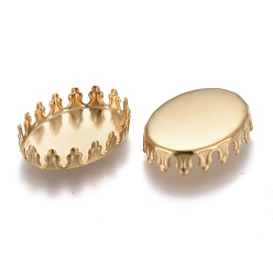 Golden 201 Stainless Steel Cabochon Settings, Lace Edge Bezel Cups, Oval, Golden, Tray: 18x13mm, 19x14x4mm