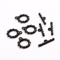 Electrophoresis Black 304 Stainless Steel Toggle Clasps, Ring, Electrophoresis Black, Ring: 19x16x2.5mm, Hole: 1.6mm, Bar: 22x6x2.5mm, Hole: 1.6mm