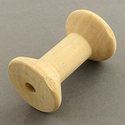 Moccasin Wooden Empty Spools for Wire, Thread Bobbins, Lead Free, Moccasin, 45x26~30mm, Hole: 7mm