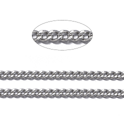 Platinum Brass Twisted Chains, Curb Chains, Diamond Cut, Soldered, Faceted, with Spool, Oval, Lead Free & Nickel Free & Cadmium Free, Platinum, 2x1.5x0.45mm, about 301.83 Feet(92m)/roll