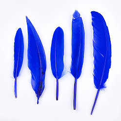 Blue Goose Feather Costume Accessories, Dyed, Blue, 105~157x16~22mm, about 500pcs/bag