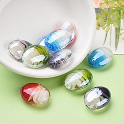 Mixed Color Handmade Lampwork Beads, Pearlized, Oval, Mixed Color, 21x18x10mm, Hole: 2.5mm