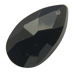 Black Glass Pendants, Crystal Suncatcher, Faceted, teardrop, Black, Size: about 13mm wide, 22mm long, 8mm thick, hole: 0.8mm