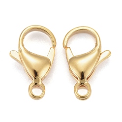 Real 24K Gold Plated 304 Stainless Steel Lobster Claw Clasps, Parrot Trigger Clasps, Real 24K Gold Plated, 15x9x4.5mm, Hole: 2mm