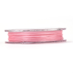 Rose Nacré Fil élastique de perles extensible solide, chaîne de cristal élastique plat, perle rose, 0.8mm, environ 10.93 yards (10m)/rouleau