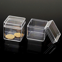 Clear Polystyrene(PS) Plastic Bead Containers, Cube, Clear, 4x4x4cm