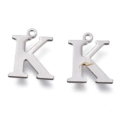 Letter K 304 прелести нержавеющей стали, лазерная резка, алфавит, цвет нержавеющей стали, letter.k, 12x10x0.8 мм, отверстие : 1 мм