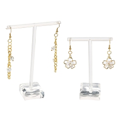 Clear T Bar Organic Glass Earring Display Stand, T Bar with Two Holes, Clear, 6x9cm, 8x11cm, 2pcs/set