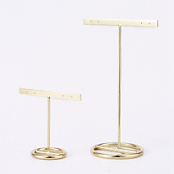 Golden Iron T- Shape Earring Display Stand, for Hanging Dangle Earring, Golden, 7.2cm and 15.3cm, 2pcs/set