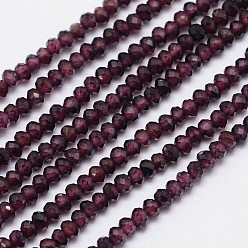 Garnet Faceted Rondelle Natural Garnet Bead Strands, 3x2mm, Hole: 1mm, about 144pcs/strand, 15.5 inch