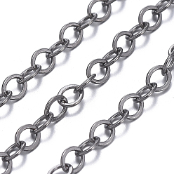 Gunmetal Brass Flat Oval Cable Chains, Unwelded, with Spool, Cadmium Free & Lead Free, Gunmetal, 3.5x3x0.5mm, about 301.83 Feet(92m)/roll