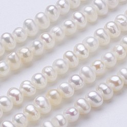 Blanc Brins de perles de culture d'eau douce naturelles, pomme de terre, blanc, 3.1~3.5x4~4.5mm, Trou: 0.5mm, Environ 117 pcs/chapelet, 15.5 pouce