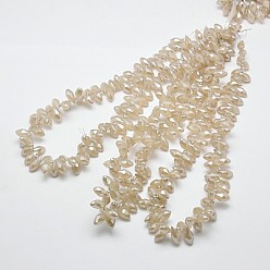Wheat Electroplate Glass Beads Strands, Top Drilled Beads, Full Rainbow Plated, Faceted, Teardrop, Wheat, 12x6mm, Hole: 1mm