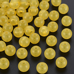 Jaune Perles acryliques de gelée d'imitation , ronde, jaune, 8x7.5mm, Trou: 1.8mm, environ1745 pcs / 500 g
