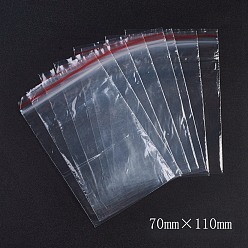 Красный Пластиковые сумки на молнии, многоразовые упаковочные пакеты, верхнего уплотнения, мешок с самоуплотнением, прямоугольные, красные, 11x7 см, односторонняя толщина: 1.1 мил(0.028мм)