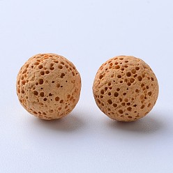 Jaune Perles de pierre de lave naturelle non cirées, pour perles d'huile essentielle de parfum, perles d'aromathérapie, teint, ronde, sans trou, jaune, 8~9mm