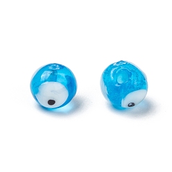 Sky Blue Handmade Lampwork Beads, Evil Eye, Sky Blue, 8mm, Hole: 2mm