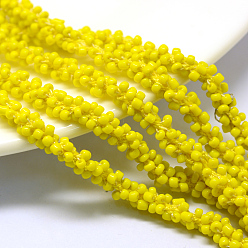 Yellow Seed Bead Cords, with Polyester Cords, 6-Ply, Round Hole, Yellow, 6mm, about 32.8 yards(30m)/bundle