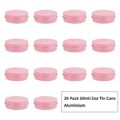 Серо-розавый 60 мл круглые алюминиевые жестяные банки, алюминиевая банка, контейнеры для хранения косметики, свечи, конфеты, с винтовой крышкой, темно-розовый, 7.1x2.5 см, емкость: 60 мл (2.02 жидких унций)