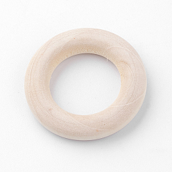 PapayaWhip Unfinished Wood Linking Rings, Natural Macrame Wooden Rings, Ring, PapayaWhip, 30x6mm, Hole: 17mm