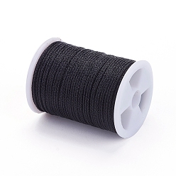 Черный Полиэфирная металлизированная нить, чёрные, 1 мм, около 7.65 ярдов (7 м) / рулон