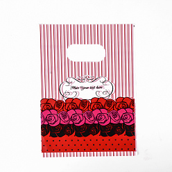 Red Printed Plastic Bags, Rectangle, Red, 20x15cm