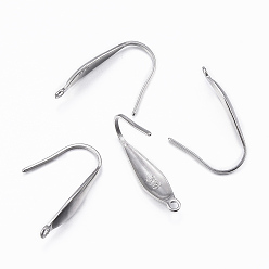 Stainless Steel Color 316 Surgical Stainless Steel Earring Hooks, Ear Wire, with Vertical Loop, Stainless Steel Color, 19.5x4.5x1mm, 18 Gauge, Hole: 1.2mm