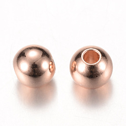 Розовое Золото Spacer бисер латунные, круглые, розовое золото , 3x2.5 мм, отверстие : 1.5 мм