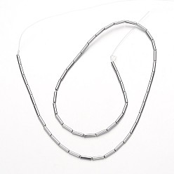 Plaqué Gris Galvanoplastie non-magnétiques brins de perles d'hématite synthétique, Tube, platinée, 8x2mm, Trou: 1mm, Environ 51 pcs/chapelet, 15.7 pouce