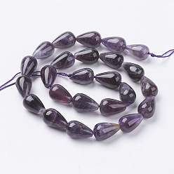 Amethyst Natural Amethyst Beads Strands, teardrop, 16x10.5mm, Hole: 1.2mm, about 25pcs/strand, 15.3 inch(39cm)