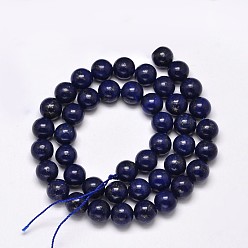 Lapis Lazuli Dyed Natural Lapis Lazuli Round Beads Strands, 6mm, Hole: 1mm, about 64pcs/strand, 15.7 inch