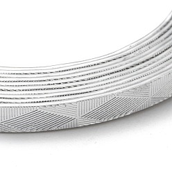 Серебро Текстурированная алюминиевая проволока, гибкая металлическая проволока, плоская проволока, ободок для изготовления украшений из кабошонов, серебряные, 5x1 мм, около 6.56 футов (2 м) / рулон