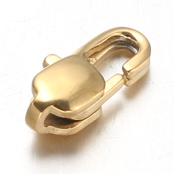 Real 18K Gold Plated Ion Plating(IP) 304 Stainless Steel Lobster Claw Clasps, Golden, 11x5.5x3.5mm, Hole: 1mm