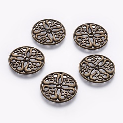 Antique Bronze Tibetan Style Alloy Beads, Cadmium Free & Lead Free, Flat Round, Antique Bronze, 24x3mm, Hole: 2mm