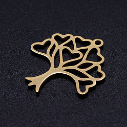 Golden 201 Stainless Steel Hollow Pendants, Tree of Life, Golden, 23x20.5x1mm, Hole: 1.5mm