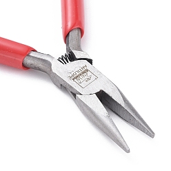 Red Carbon Steel Jewelry Pliers, Short Chain Nose Plier, Polishing, Red, Gunmetal, 130x78x10mm