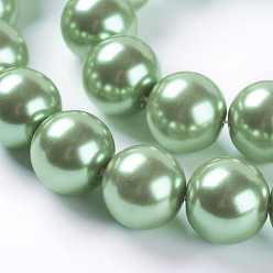 Medium Sea Green Eco-Friendly Dyed Glass Pearl Round Beads Strands, Grade A, Cotton Cord Threaded, Medium Sea Green, 10mm, Hole: 0.7~1.1mm, about 42pcs/strand, 15 inch