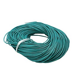 Dark Turquoise Cowhide Leather Cord, Leather Jewelry Cord, Jewelry DIY Making Material, Round, Dyed, Dark Turquoise, 1mm