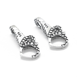 Antique Silver Thailand 925 Sterling Silver Lobster Claw Clasps, Heart, Antique Silver, 24x12x8mm, Hole: 6mm and 5mm