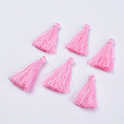 Бледно-Розовый Полиэфирные украшения кисточкой подвесные, розовый жемчуг, 30~35 мм