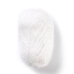 Blanc Fil à crocheter en polyester, fil frotté étincelant, pour lave-vaisselle, torchon, décoration artisanat tricot, blanc, 10~13x0.5mm, 218.72 verge (200m)/rouleau