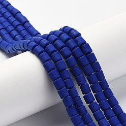 Bleu Foncé Polymère main brins d'argile de perles, colonne, bleu foncé, 6.5x6mm, Trou: 1.2mm, Environ 61 pcs/chapelet, 15.75 pouce (40 cm)