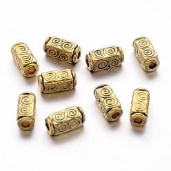 Antique Golden Tibetan Style Beads, Zinc Alloy Beads, Antique Golden Color, Lead Free & Cadmium Free, Cuboid, Size: about 10.5mm long, 5mm wide, 5mm thick, hole: 2.5mm